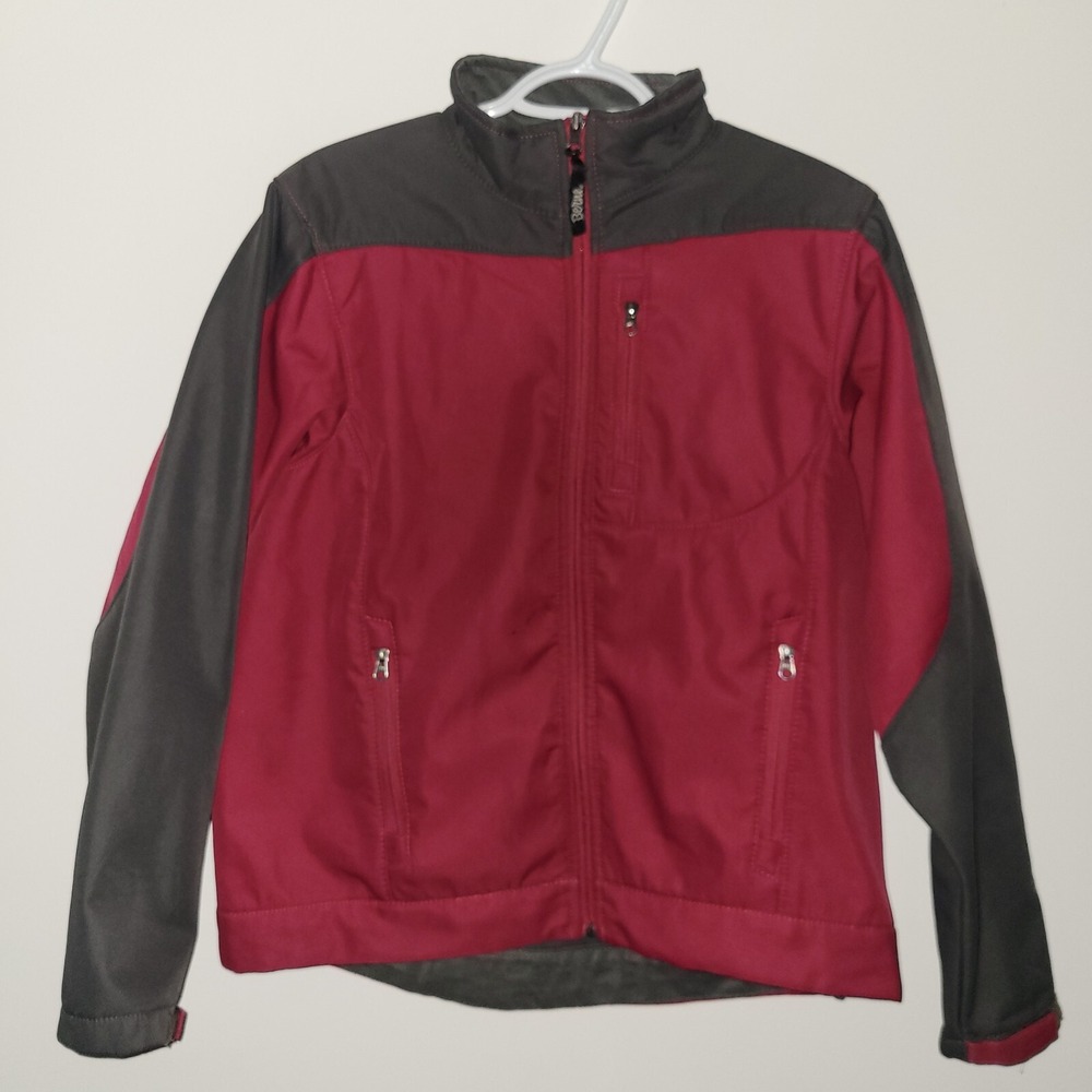 Berne Workwear Full Zip Jacket Women's Size Medium Maroon Gray Soft Shell